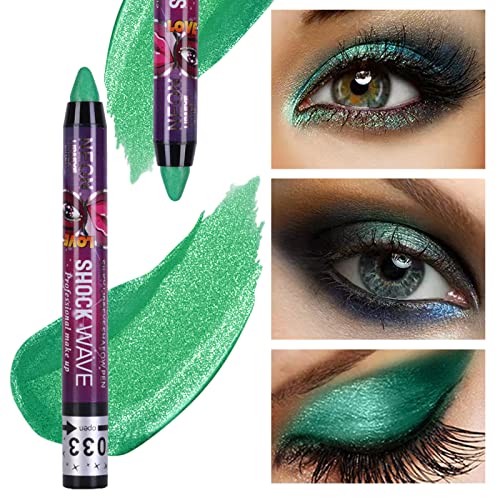 Meicoly zeleni štap za sjenilo, metalik Shimmer Crayon, Božić Grinch Makeup, Pro vodootporan & amp; dugotrajni sjajni svijetli rotirajući štapići za sjenilo zelena šminka za usne, 2 kom