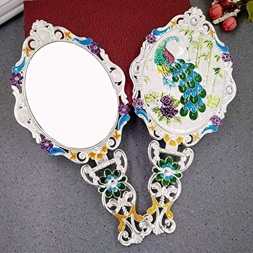 AMDHZ Retro veliko ogledalo za šminkanje stolno ogledalo za ljepotu princeza ogledalo paun ručno jednostrano