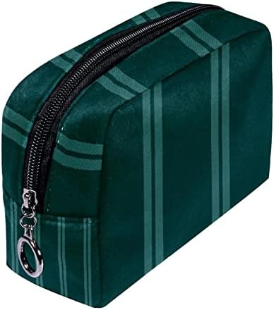 Travelna torba za šminke, kozmetička torba Make up Case organizatora, za žensku torbicu za toaletne potrepštine četke, prugasto križ klasično tamno zeleno