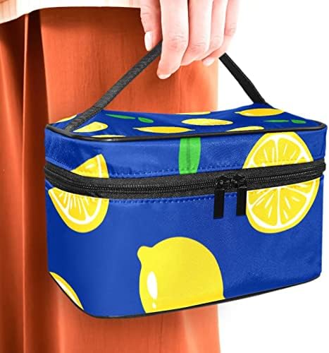 Toaletna torba, putna šminka kozmetička torba za žene muškarci, žuti limun na plavoj boji