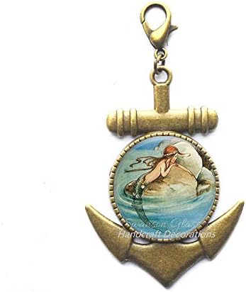 HandcraftDecorations Mermaid Sidrna patelica za sidro, Mermaid nakit, sirena kopča jastoga, nakit za plažu,
