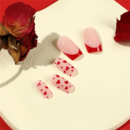 24kom crveno Francusko rubno srce lažni nokat pun poklopac kvadratna kratka presa na noktima sa