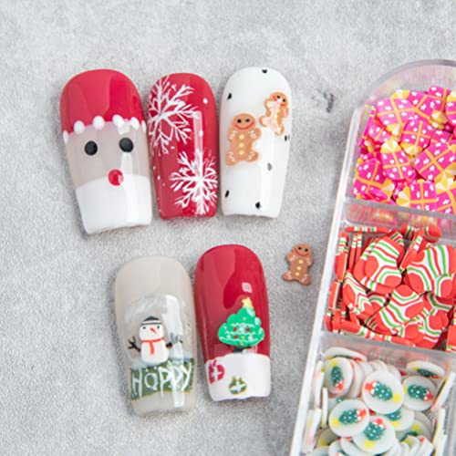 HEALLILY 6 kutija Božić Nail Art kriške 3d Božić Santa Snowflake Candy Cane Nail Clay Confetti šljokice