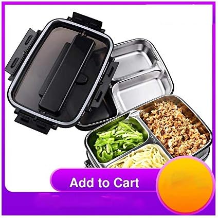 Qytecfh ručak za ručak Portable 304 Bento kutija od nehrđajućeg čelika sa 3 pretinca ručak kutija propuštanja