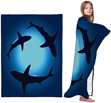 BABY Blaket - 30 x 40 - plavi ocean morski psi plivajući super mekane bebe deke za dječake