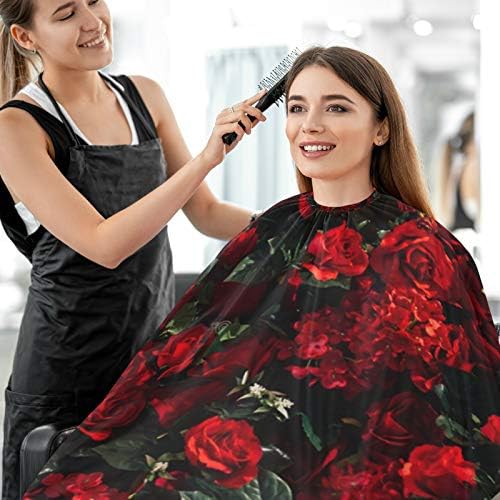 Vodootporni brijač za brijač - cvjetna crvena ruža frizura BIB frizura za muškarce, unisex rt za rezanje kose