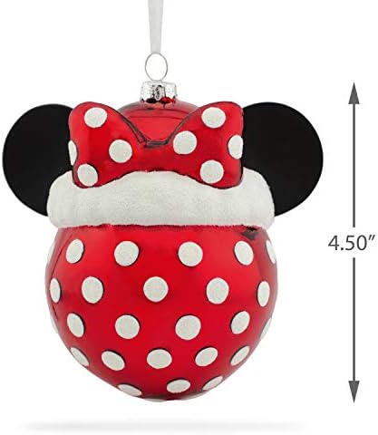 Hallmark Božić Ukrasi, Disney Minnie Mouse Ikona Sa Santa Šešir Duvano Staklo Ukras