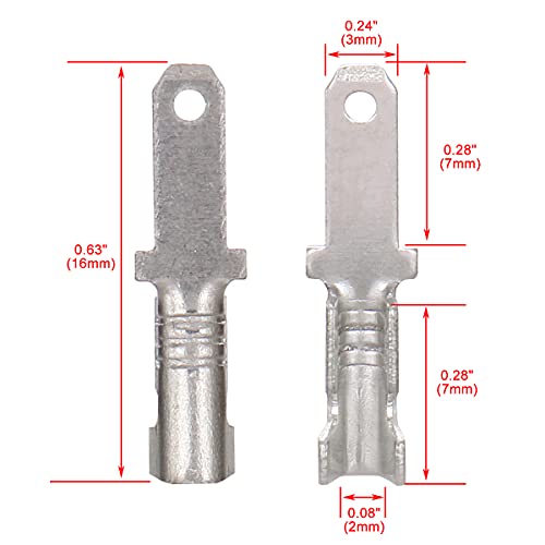 Baomain muški Spade terminali za brzo spajanje 2,8 mm Crimp konektor neizolovani paket od 100