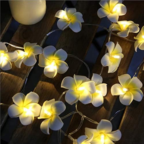 Abaodam 3M 20-LED Umjetna Plumeria lampa za cvijeće u havajskom stilu LED lampa na baterije za ukrasno svjetlo za rođendan vjenčanja