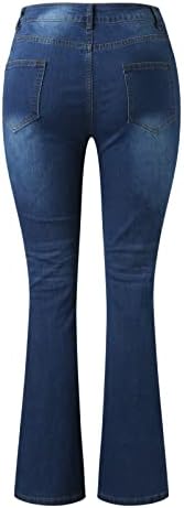 Pantalone za žene za žene Jean široka noga Stretch dno Retro Plus veličine Bootcut đa Žene uništile su paneve pantalone