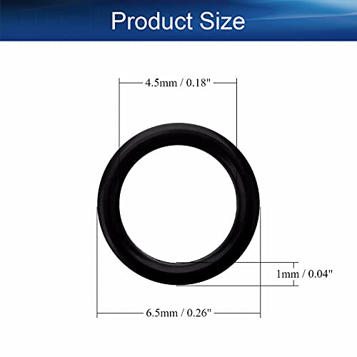 Bettomshin 50pcs Fluorni gumeni O-prstenovi, 0,26 X0,18 X0.04 ​​Black Metric FKM brtvilo za brtvljenje za zamjenu