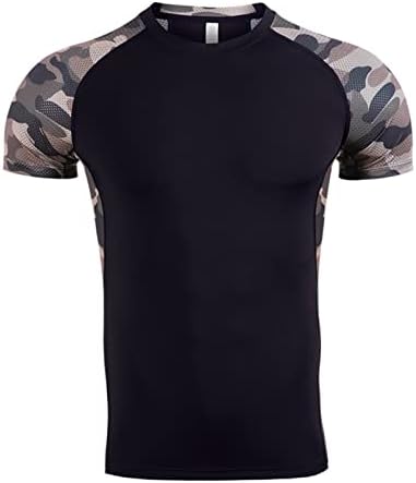 inhzoy muške kratke rukave atletske majice sportski Baselayer T-Shirts Tops Cool Dry Gym Workout kompresijska