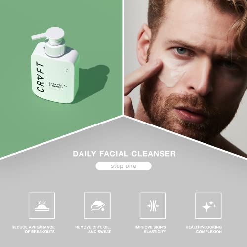 CRVFT muški komplet za zaštitu lica | Aloe Vera Face Wash 3oz | Hijaluronski ovlaživač 1oz | Širenje