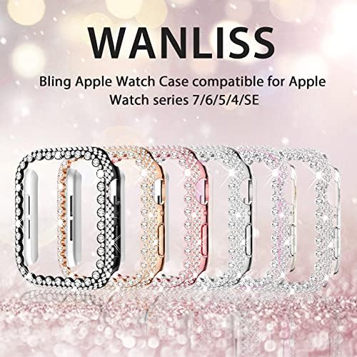 Wanliss 2 Pack Bling Case Case Compatibible s Apple Watch Case 45mm Series 7, Trostruko kristalno