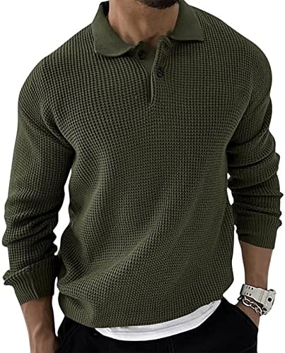 Dudubaby muški džemper čvrsta boja modne rever s dugim rukavima vrh