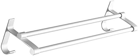 Zidni nosač za ručnik viseći nosač, srebrni bijeli dvostruki šipka ručni nosač aluminijum bez probijanja