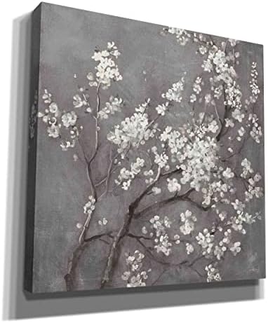 Epski Grafiti 'bijeli Cherry Blossom i on Grey' Danhui Nai canvas Wall Art, 18 x18