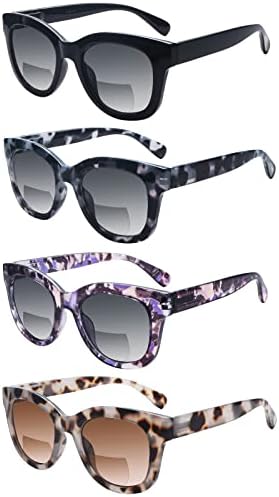 COJWIS Bifokalne naočare za sunce za žene koje čitaju naočare za sunce sa 4 pakovanja UV zaštitne naočare za sunce sa opružnim šarkama