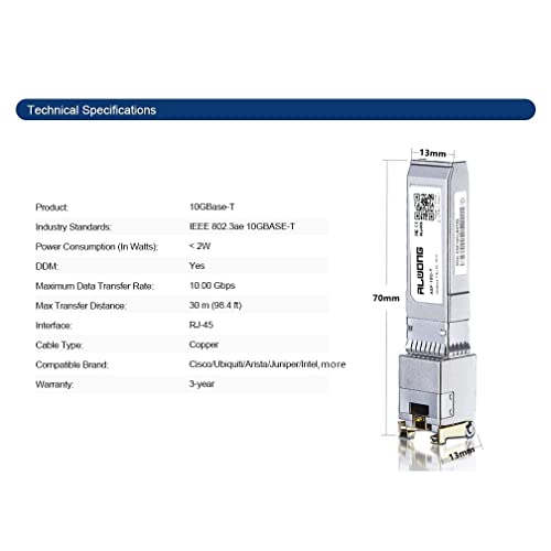 10GBase-T RJ45 SFP+ modul, 10G SFP+ RJ-45 bakar primopredajnik za Cisco SFP-10g-T-S, Ubiquiti