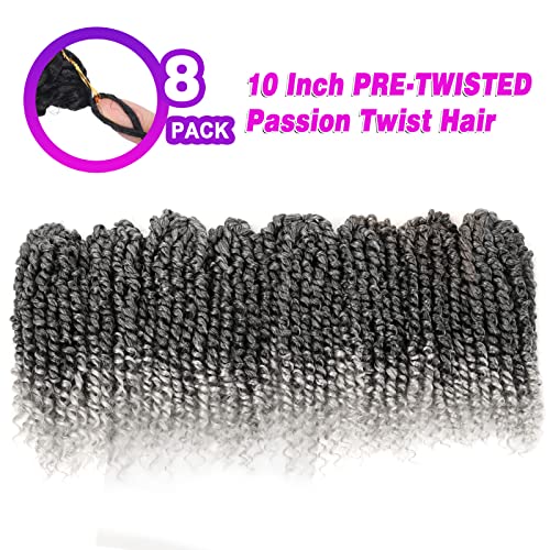 Pre-twisted Passion Twist Crochet Hair 10 Inch 8 paketa Crochet Passion Twist, Pre Looped kratka Ombre