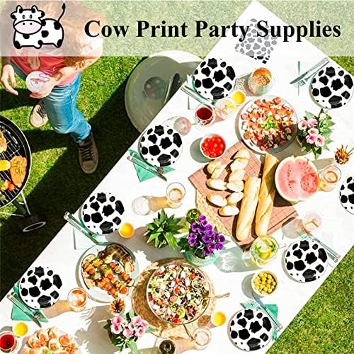 Set potrepštine za print od lhybtm uključuje 20 tanjira i 20 salveta, savršenih za rođendanski tuš kauč barnyaard kauboj kaubojsko kravlje kravlje tematske zabave ukras za jednokratnu priboru