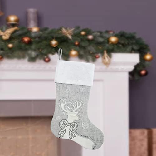 Comfy sat pahuljica prugasta i jelena noseći bodmicu čarapa božićna dekoracija, poliester, zimska
