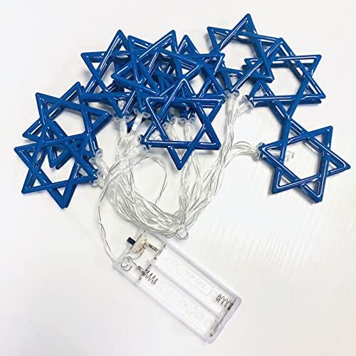 Hanuka dekoracija žičana svjetla plavi fenjeri zvijezda Davida Vila žičana svjetla na baterije za Chanukah