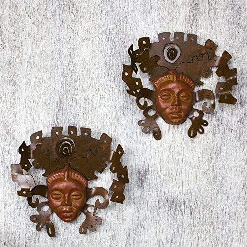 Novica Dekorativna arheološka gvožđa i keramička maska, smeđe, maske Aztec '