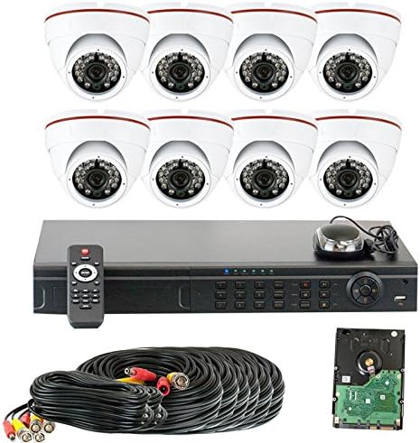 GW Security VD8CHT2 8-CH HD-TVI DVR 8 x 1/3 inča 1.3 MP HDTVI CMOS kamera, 3.6 mm objektiv, 720P, 24