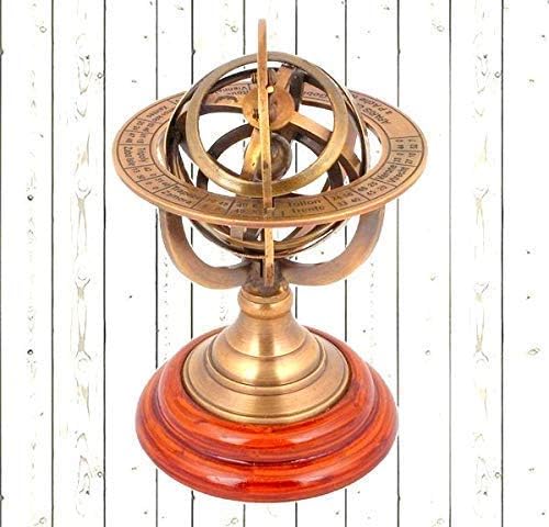 Robin izvoz antikne astrolabe mesingane sfere 5.5 Aramilarnu kolekcionarsku zbirsku dekoru drvena