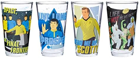 Silver Buffalo Star Trek citira Kirk, Spock, McCoy i Uhura 4pc set čaša za Pintu, 16 unci