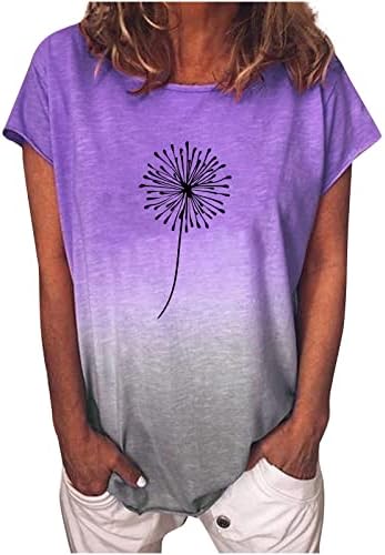 Dame kratki rukav pamuk posada vrat gradijent maslačak cvijet grafički bluza Tee T Shirt za Teen Djevojke H1