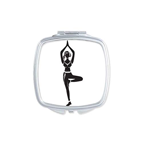 Yoga Girl Stand Keep Outline Ogledalo Prijenosni Kompaktni Džepni Makeup Dvostrano Staklo