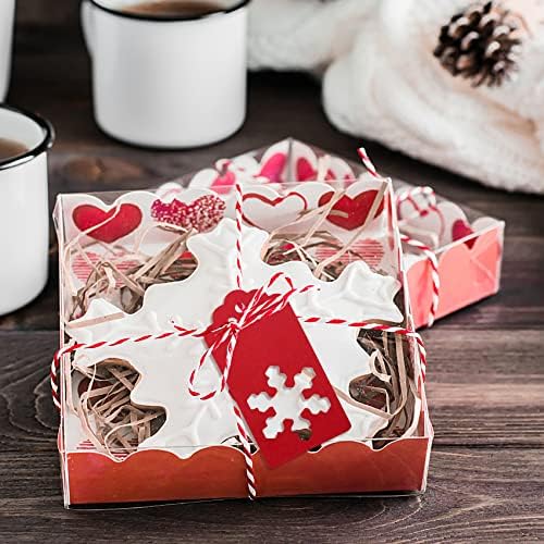 Blisstime 100 kom božićne poklone oznake u 4 stila snježne pahulje sa crvenim i bijelim twine, kraft papirnim pahuljicama oznake za božićno stablo vješanje i omotavanje poklona