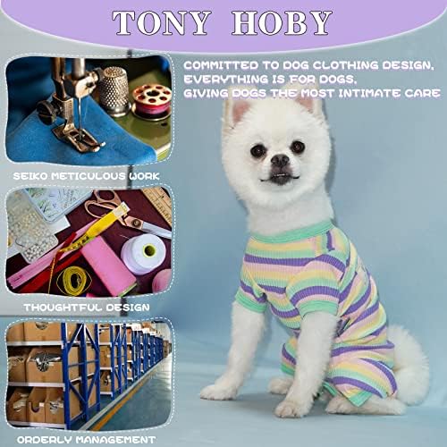 Tony Hoby pas pidžama, ženski / muški pas pidžamas odjeća s šarenom prugom, pasa 4 noga pidžama pletena odjeća