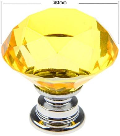 AKOAK 6 kom. 30mm Žuta dijamantna oblika Kristalno staklena gumba za staklenu ploču koja se koristi za ormarić,