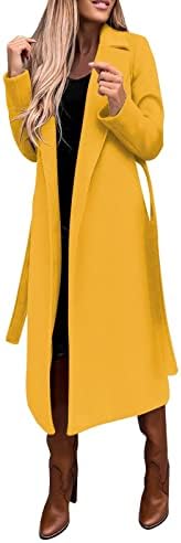 Ženski otvoreni prednji mantil od umjetne vune sa kaišem, ženski dugi Sako klasični tanki kaputi