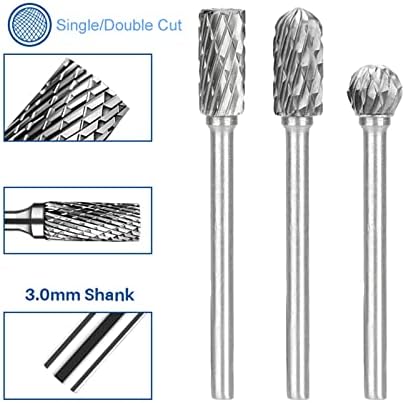 3mm Shank Carbide Milling Rotary Burr jednostruki dvostruki za rotacione alate električno brušenje