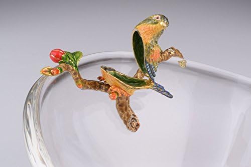 Keren Kopal dvije ptice na staklenoj ploči Faberge stilskoj kutiji za stilket Kućni dekor