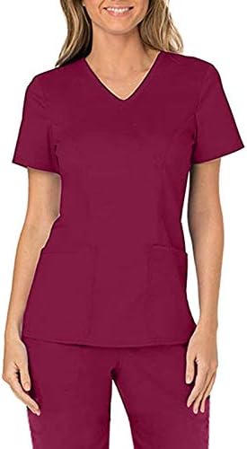Radni odjeća za žene za žene čišćenje TOP V-izrez Radna uniforma T-majica Ties SOLID kratkih rukava