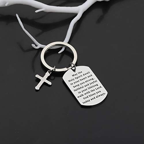 Gzrlyf vjerski Privjesci za ključeve Christian Dog Tags pokloni za potvrdu prvog Pričešća pokloni za potvrdu