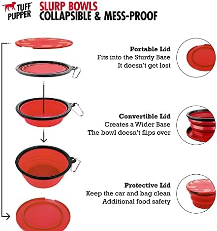 2 sklopive posude za pse i 27oz Pupflask prenosiva flaša za vodu-Crvena