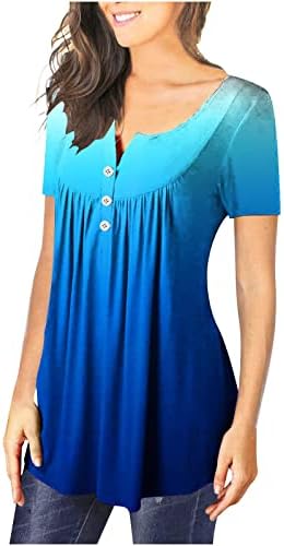 Žene Shirts Casual Tunic Tops Vintage Štampani Etnički Stil T-Shirt Kratki Rukav Henley Shirts V
