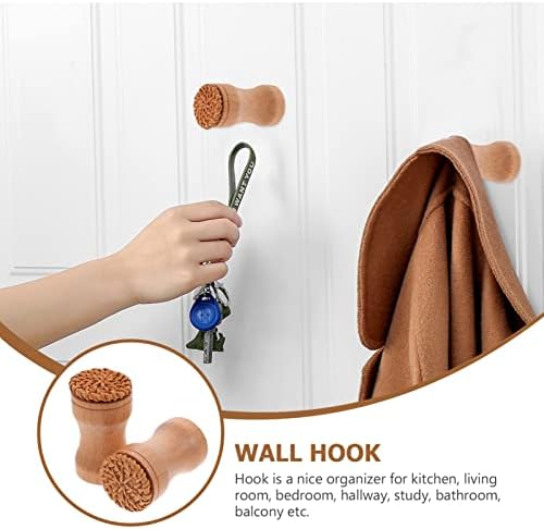 Alipis drveni rattan zidni kukici kaputi za kuke na zid montirane ručnike, 4pcs Vintage zidne kuke za kaput vješalice
