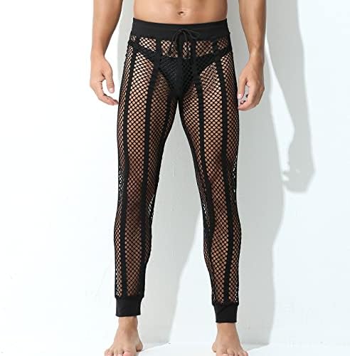 Sinzelimin Muške Pantalone Za Obrezivanje Seksi Perspektivne Mreže Šuplji Prozračni Elastični Struk Osnovni