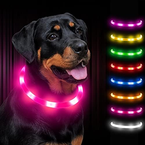 DynMeow Light up ovratnik za pse, treperi LED ovratnik za pse USB punjivi sjaj u tamnom, sigurnosnim