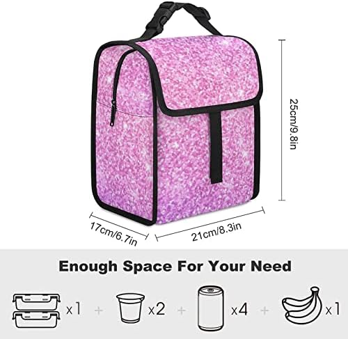 NAWFIVE Pink Gradient Glitter torba za ručak žene Bling nepropusna izolovana kutija za ručak za
