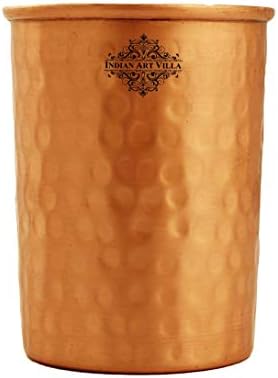 Indijska umjetnička Vila Pure Copper Drinkware Poklon Set Hammered mat finish Design 1 boca & 2 staklo sa poklon kutijom, poklon stavka za Diwali, Bithday & zabave, boca-20 Oz & Staklo-10 oz