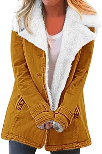 Aodong zimski kaputi za žene plus veličine Fuzzy Fuzy Fleece Oblikovane jakne Topla parka rever gumb prema dolje krznenog graška kaputa sa džepovima
