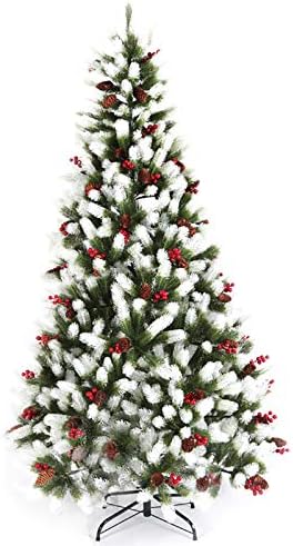 Dulplay 6.8ft Dekoracija umjetna božićna drvca, sa ukrasima sa šarkama metalnim postoljem Xmas Borove stablo, za kućne kancelarijske trgovine